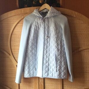 Quilted Hooded Jacket in Light Blue